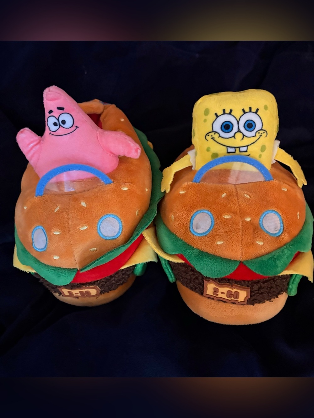 NEW SpongeBob Squarepants Plush SpongeBob & Patrick Burger Slippers